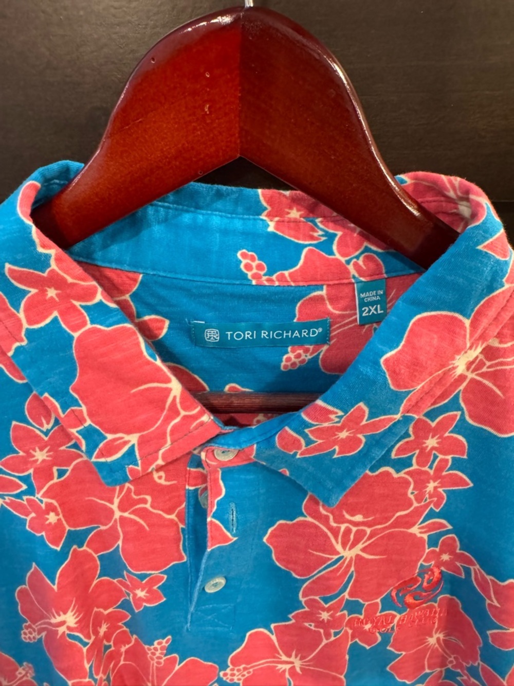 Tori Richard Men’s Turquoise & Coral Floral Polo